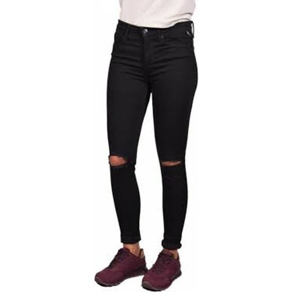 Replay Women’s Joi Black Distressed Ripped Knee Skinny Jeans Size 24 Mid Rise - Picture 2 of 12